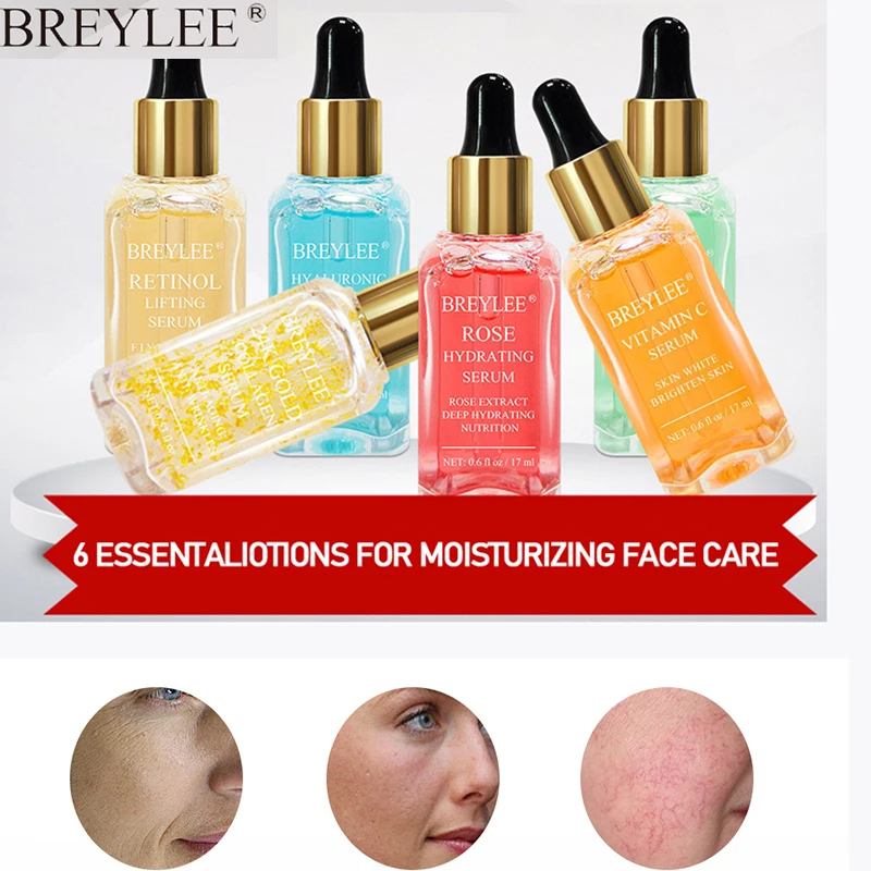 

BREYLEE Vitamin C Serum Hyaluronic Acid Retinol Rose Whitening Moisturizing Essence Smooth Skin Anti-Aging Lift Firming SkinCare