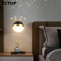 gold modern led pendant lamp for living dining room bedroom bedside background home decor circle hanging light fixtures ac 220v