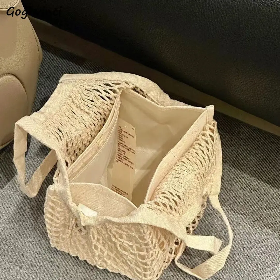 

Hollow Out Shopping Bags Large Capacity Lightweight Travel Shopper Totes All-match Woven Harajuku Simple Lunch Packet Daily Chic