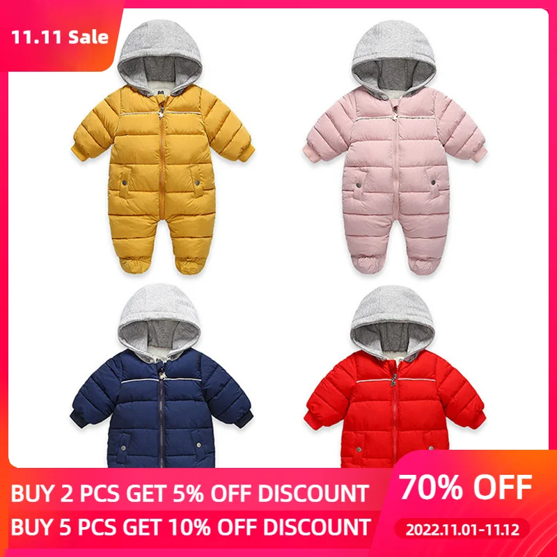 

2022 зимняя одежда для малышей, От 0 до 2 лет, плотные спортивные комбинезоны для новорожденных, теплый комбинезон для мальчиков и девочек