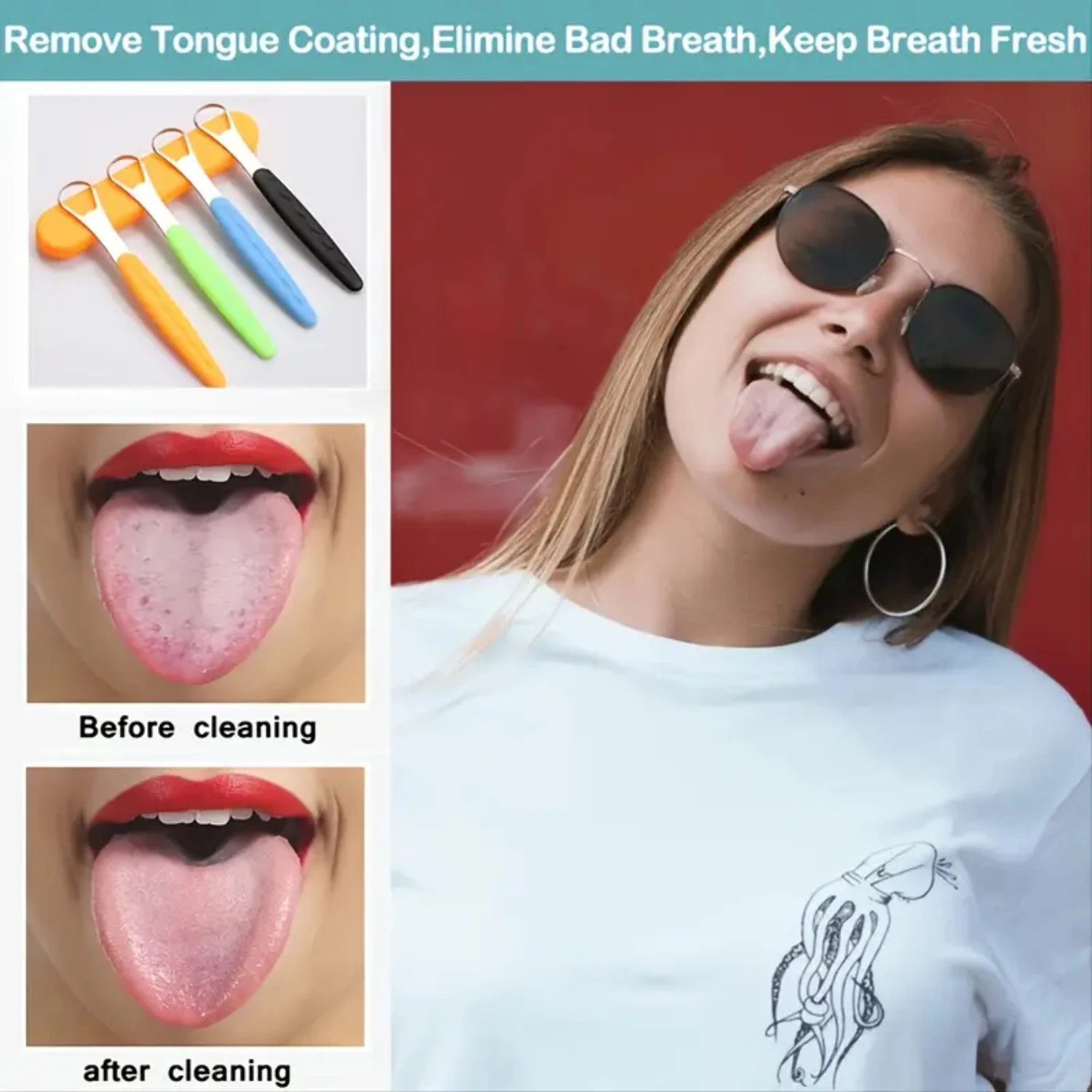 Набор скребков для языка Fresh Breath — металлические щетки медицинского класса