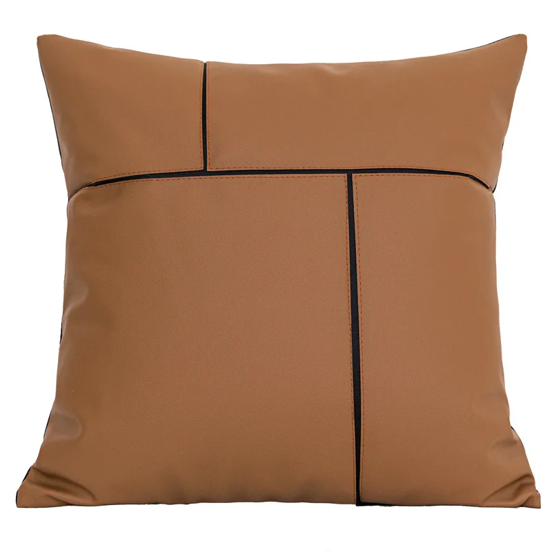 

Cushion Pillow Cover 45*45cm Patchwork Soft Leather Collage Bedroom Sofa Waist Pillow Office Car Home Decoration Without Core