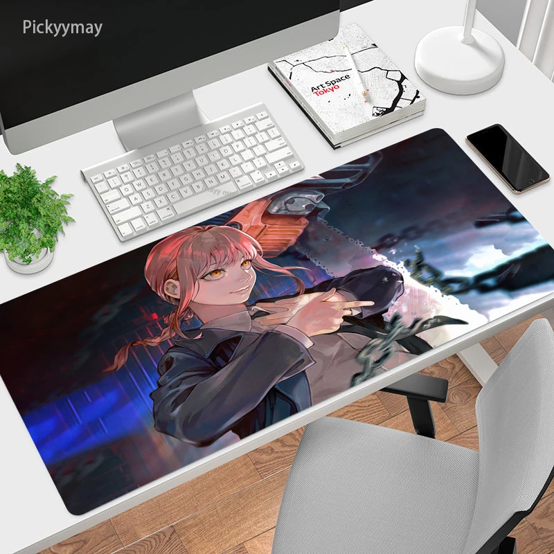 

Chainsaw Man XXL Lockedge Large Gaming Mouse Pad Computer Gamer Keyboard Rubber Mouse Mat Anime Mousepad Pc Desk Pads 80x30cm