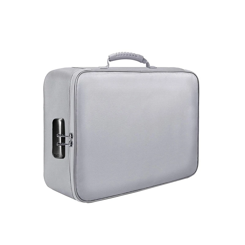 

Document Bag With Lock, Fireproof 3-Layer With Zipper,For Laptops