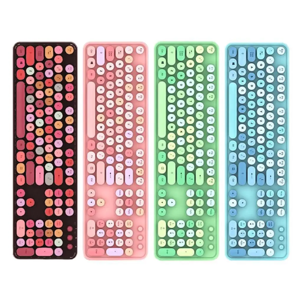 

2 4GHz Color Mixing Keyboard and Mouse Set Round Shape Detachable 104 Keys Colored Mice Keypads Kit Fluent Typing