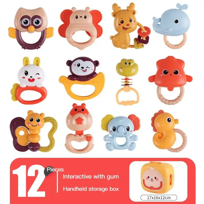 

Baby gum Rattle Toy Set newborn baby chewable band storage box grasping handshake rattle series