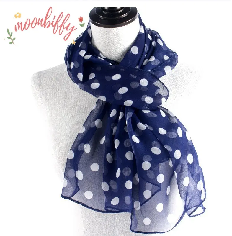 

Summer Sunscreen Scarf Long Woman Silk Scarves 50*160cm Designer Polka Dots Print Female Summer Sheer Wraps