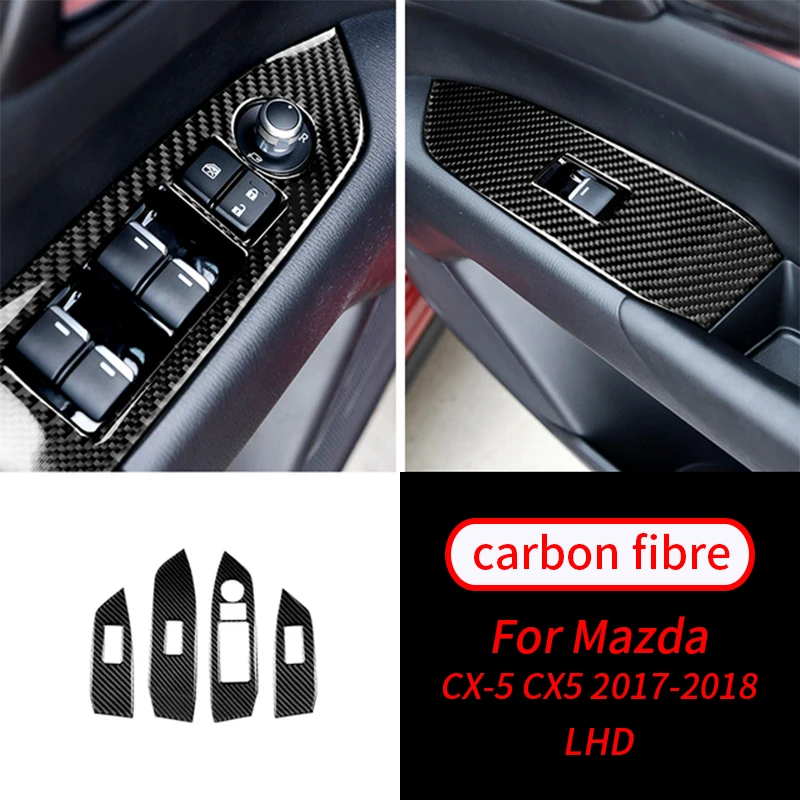 

Для Mazda CX-5 2017 -2018 4 шт. подъемник для дверей и окон из настоящего углеродного волокна, аксессуары для интерьера автомобиля, товары для интерье...