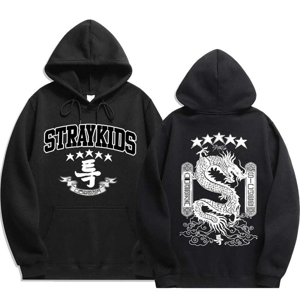 

Harajuku Women's Hoodie KPOP Stray Kids 5-star Printed Long Sleeve Brushed Sweatshirt Top Oversized Couple Sweatshirt Y2K Women