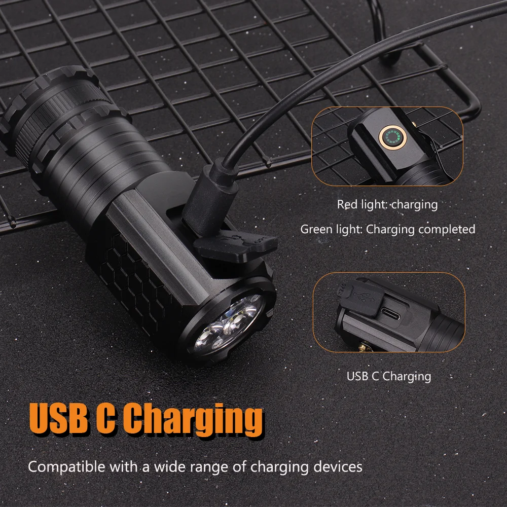 BORUiT мощный 1200LM светодиодный фонарик Type-C перезаряжаемый 18360 фонарь