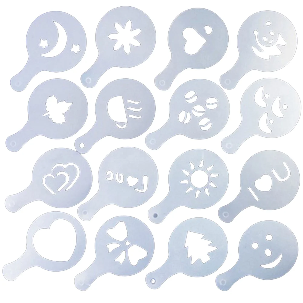 

Stainless Steel Coffee Templates Coffee Stencils Barista Stencils Reusable Various Decorative Coffee Stencils Coffee Duster