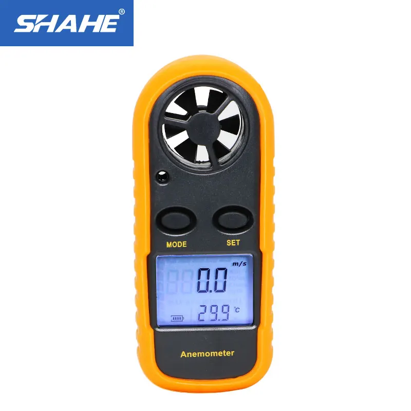 

Портативный анемометр SHAHE, измеритель скорости ветра 0-30 м/с, ветромер-10 ~ 45C, тестер температуры с подсветкой ЖК-дисплея