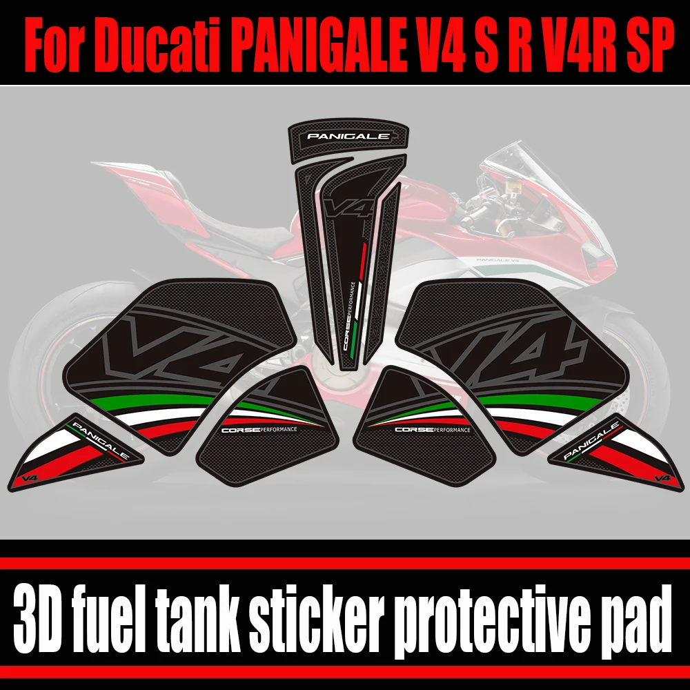 Motorcycle Stickers Decals For Ducati PANIGALE V4 V 4 S R SP 1100 Tank Pad Grips Knee Kit Gas Fuel Oil Emblem Logo Protector