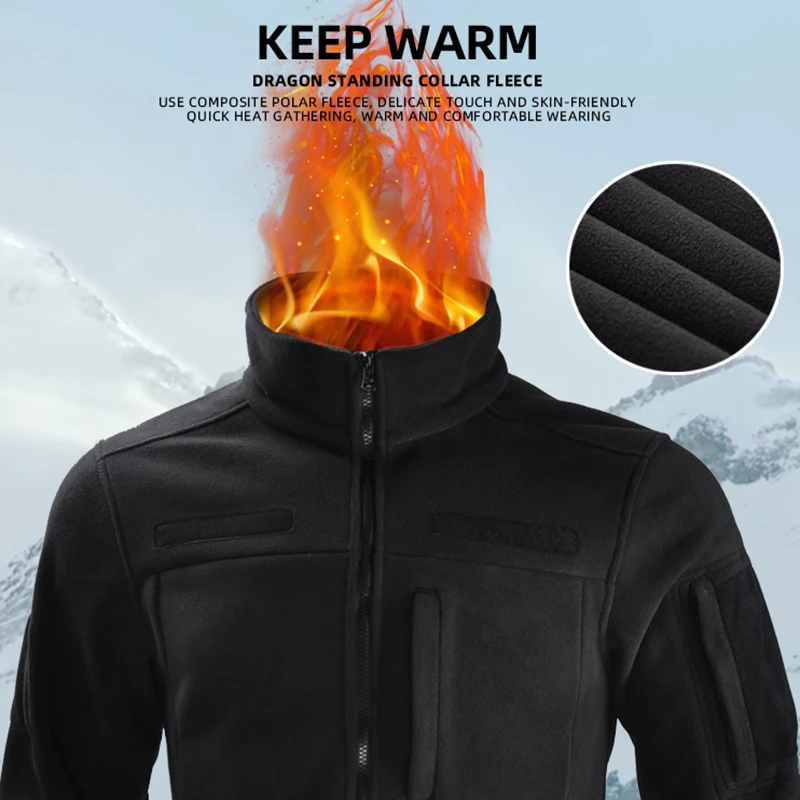 HAN WILD Tactical Fleece Coat Outdoor Cycling Jacket Hiking Outfit Camping Thermal Military Jackets Men Clothing Warm Coat