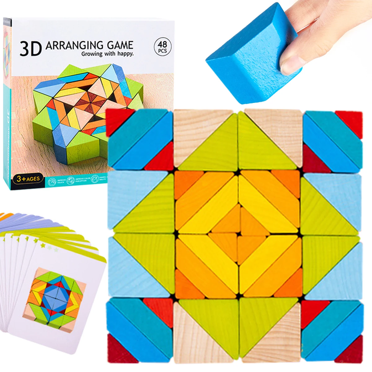 

DIY Wooden Toys Colorful 3D Puzzle Space Thinking Imagination Logic Arranging Game for Kids Montessori Educational Puzzle Toys