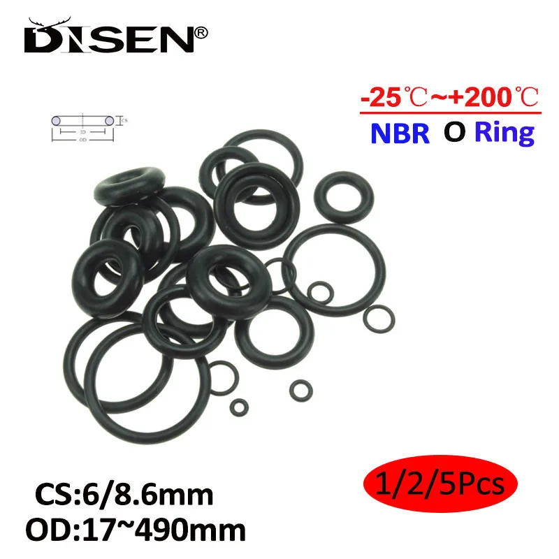

1/2/5Pcs Black NBR O Ring Seal Gasket CS6/8.6mm OD17-490mm Wear Resistant Automobile Petrol Nitrile Rubber O-Ring Waterproof