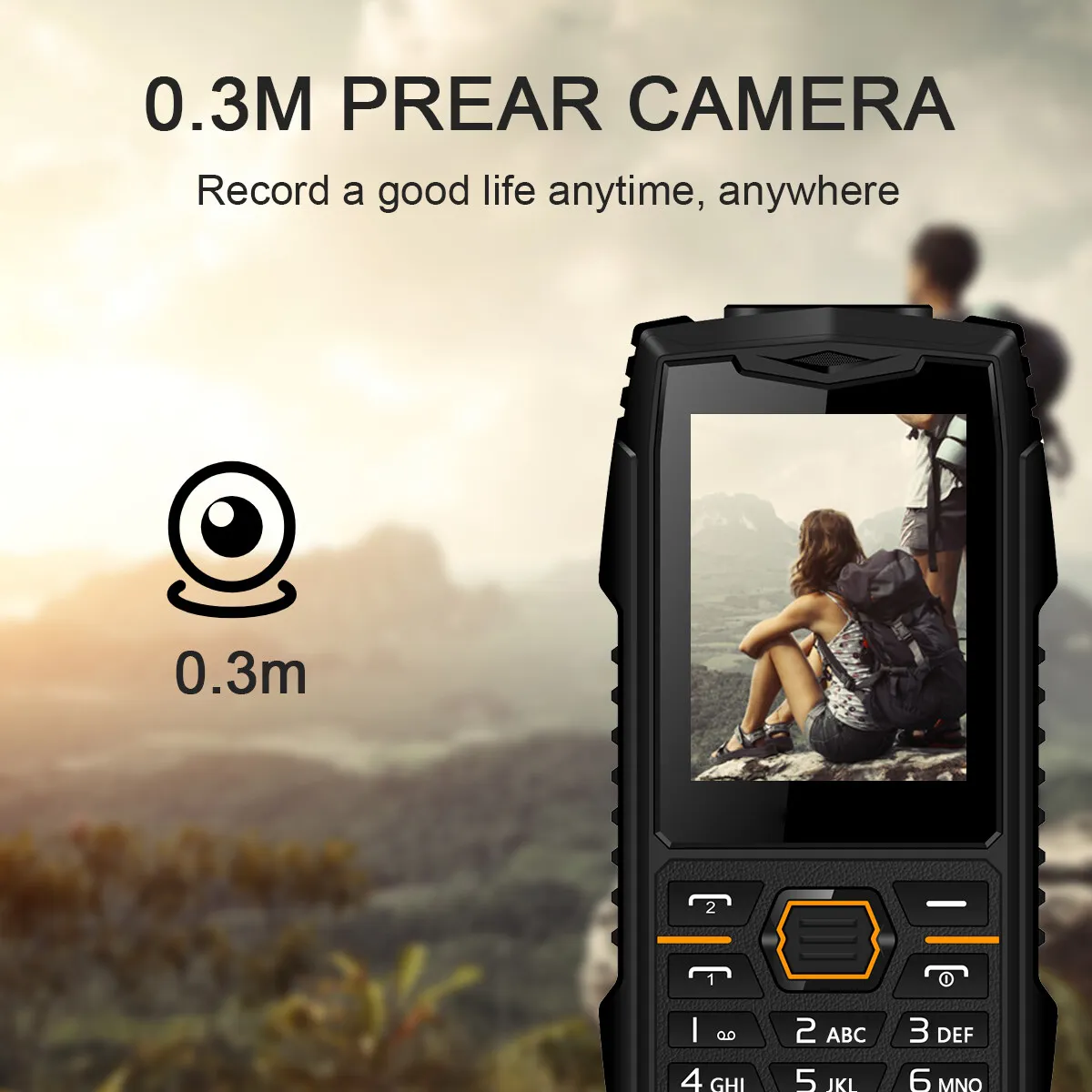 GSM 2G Waterproof Rugged Phone Big Battery Feature Phone Dual SIM Dual Standby Bar Phone Push-button Telephone with Super Torch