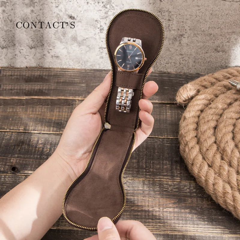 Vintage Leather Travel Watch Bag Fashion Luxury Zipper Watch Storage Box Leather Watch Protective Case For Men And Women