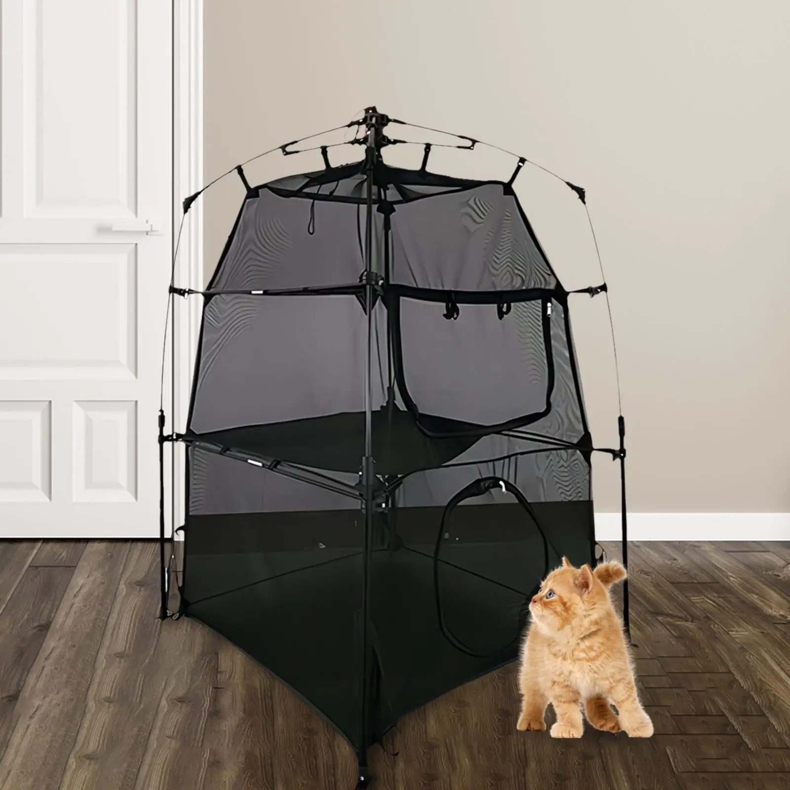 

Палатка для домашних животных, дышащая палатка с сумкой для переноски, сетчатый домик для мелких животных, щенков, комнатных кошек, балконов