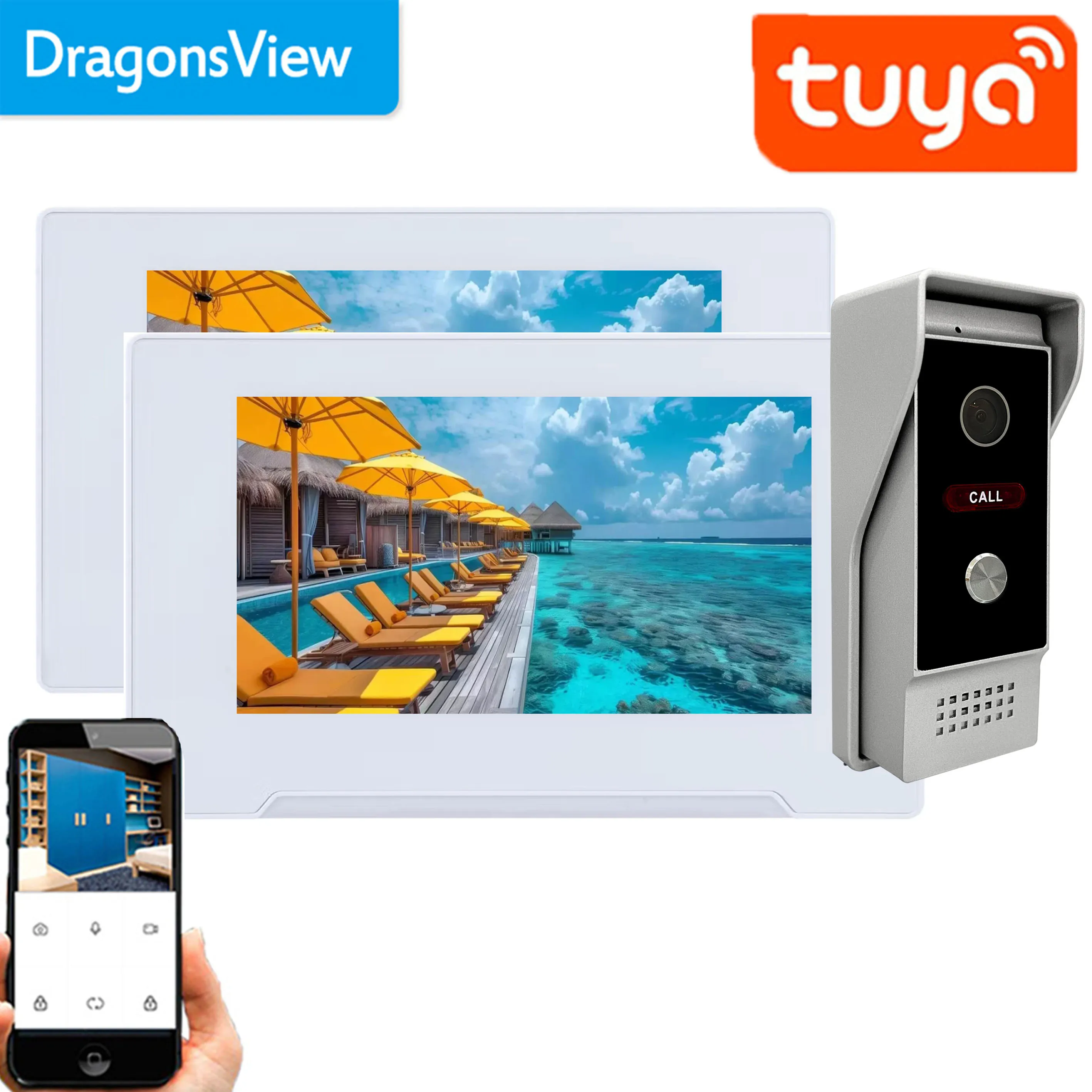 Dragonsview 7-дюймовый домашний видеодомофон Wi-Fi Беспроводной 1080p Дверной звонок с