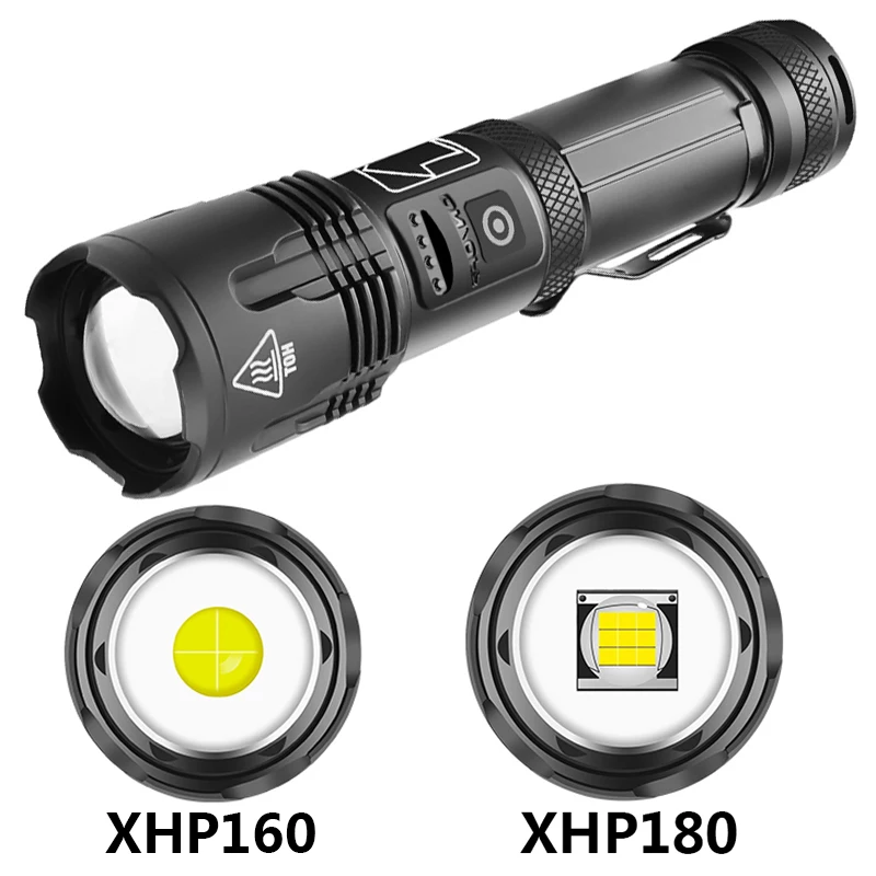 XHP180 Led Flashlight Zoomable 9-core Torch Usb Rechargeable 18650 or 26650 Battery Power Bank Function Lantern 2,000,000LM images - 6