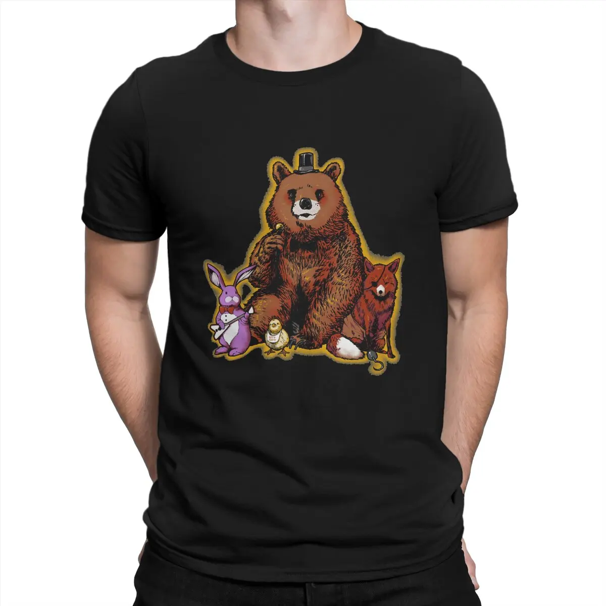 

Five Nights In The Forest T Shirt for Men Cotton Awesome T-Shirt Crew Neck F-Fazbears Tee Shirt Short Sleeve Clothes Original