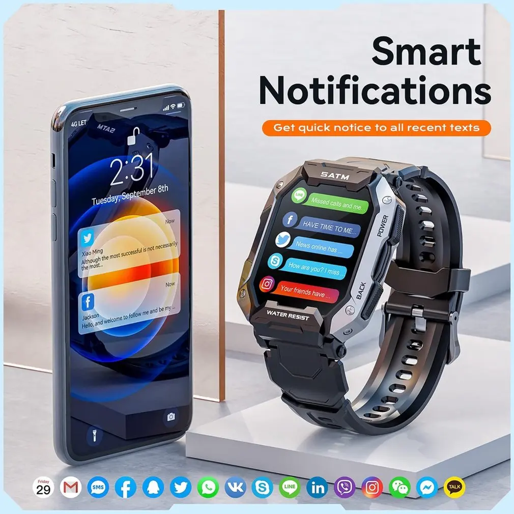 

C20 Smart Watch 1.71 Inch Men Pedometer Swimming Outdoor Sports Fitness Tracker Waterproof Bluetooth SmartWatch For Android Ios