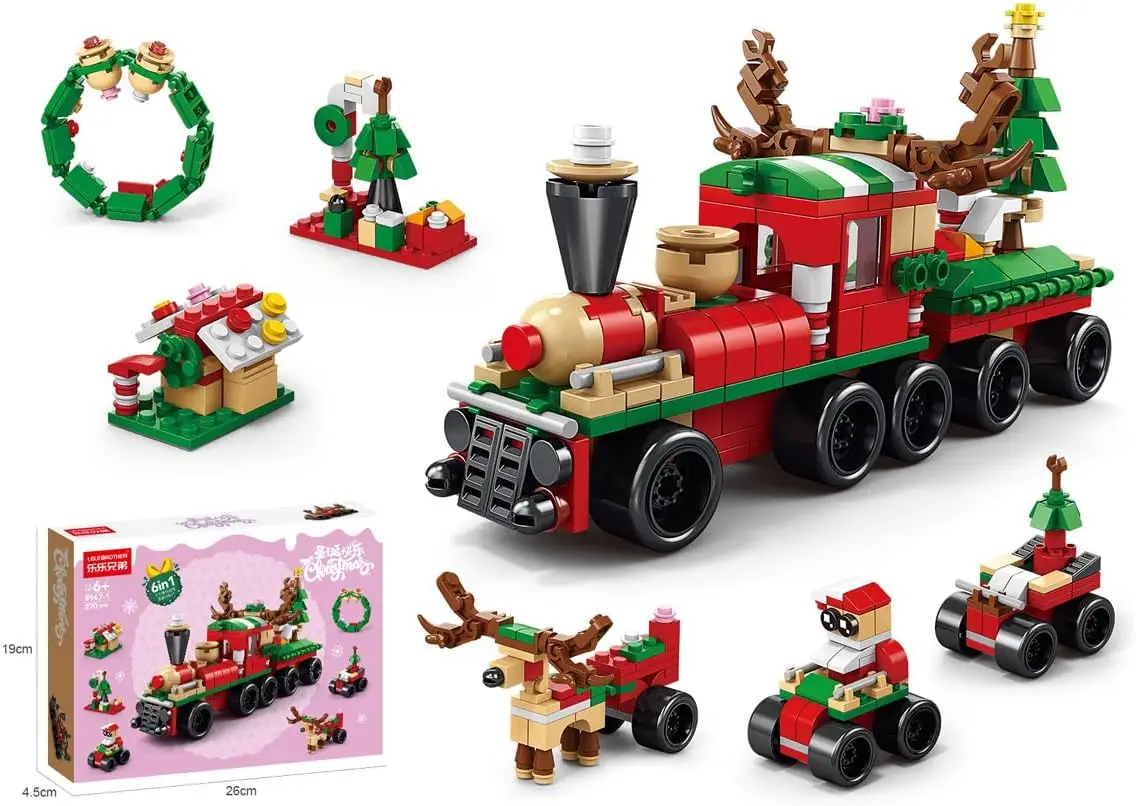 

ZMBlock Рождественский поезд, строительные блоки, игрушки, 6 в 1, набор для строительства, Санта Клаус, коллекционный набор для строительства, подарок на Рождество, 270 шт.