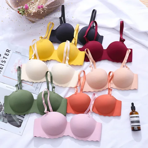 Sexy Bras Push Up Seamless Underwear for Women Solid ColorWireless Lingerie One-pieces Gather Convertible Straps Brassiere