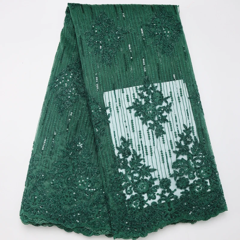 

African Sequins Flocking Lace Fabric 2023 High Quality Embroidery French Milk Silk Tulle Fabric Nigerian For Wedding Party Dress