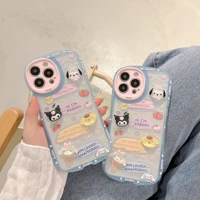 cartoon 3d sanrio girls phone cases for iphone 13 12 11 pro max x xr xs max transparent camera protection cover