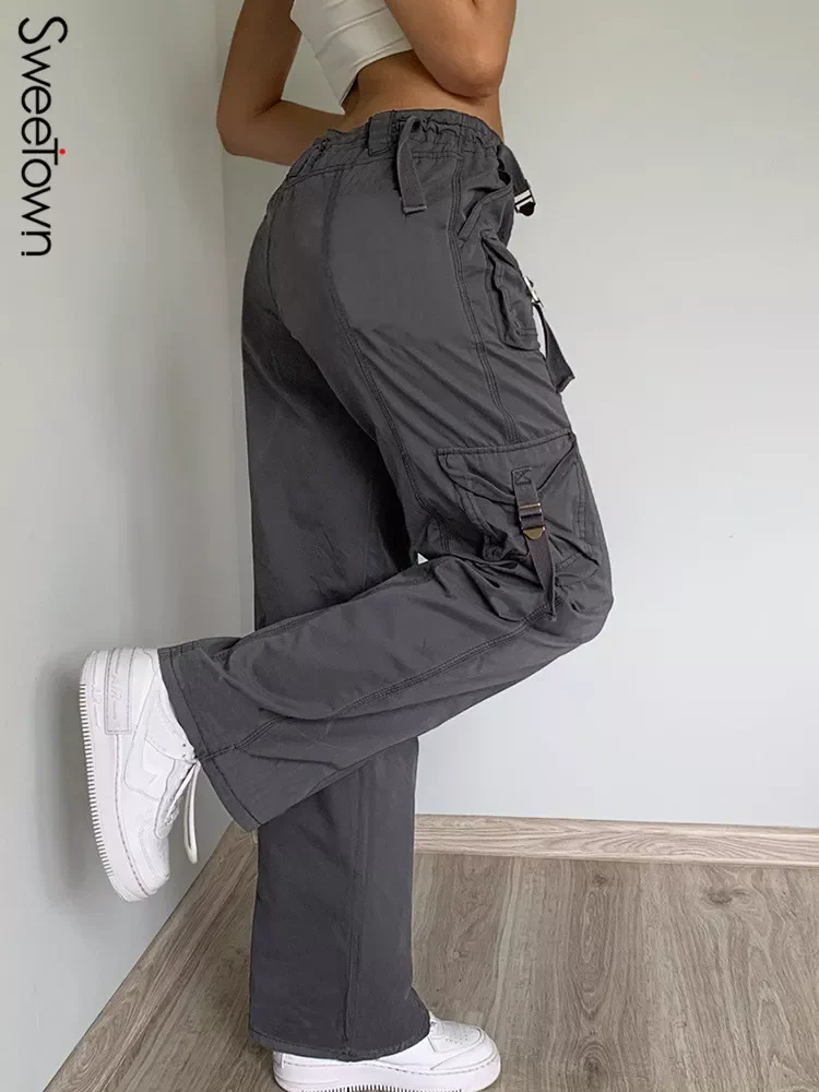 

Брюки-карго женские с заниженной талией, винтажные прямые джинсовые штаны с карманами, в стиле преппи, 90s, 2020