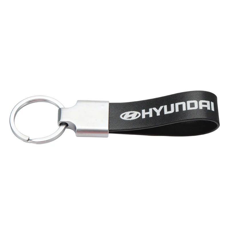 

3D Metal leather Car Styling Emblem Keychain Key Chain Rings For Hyundai Santa Fe Sonata Solaris Azera Creta I30 Ix25 Tucson