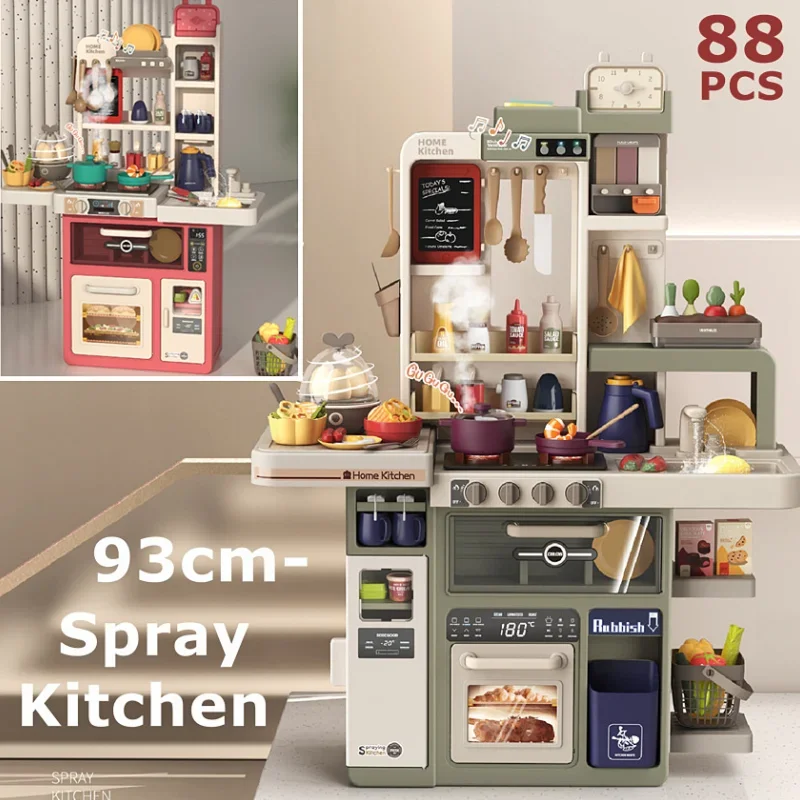

Kitchenware Set Simulation 93cm Big Kitchen Toy Children's Play House Spray Baby Mini Food Cooking Christmas Gifts Girl Toys