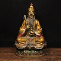 10 tibetan temple collection old bronze painted too old gentleman moral god taoist ancestor lotus platform sitting buddha