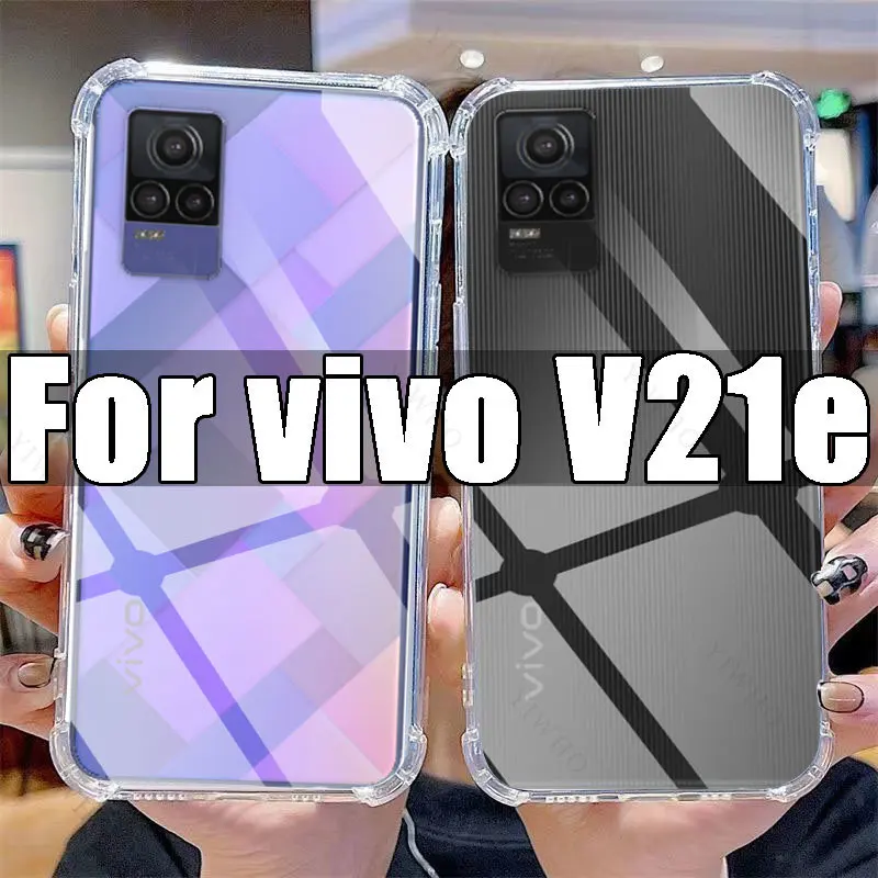 Прозрачный яркий чехол из ТПУ для Vivo V21e, чехол для Vivo V 21 E V21 21e 6,44 дюйма V2061, противоударные чехлы с защитой от царапин
