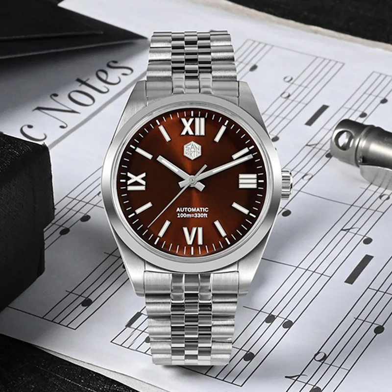 

Часы San Martin Мужские автоматические механические, водонепроницаемые 100 м, с сапфировым стеклом