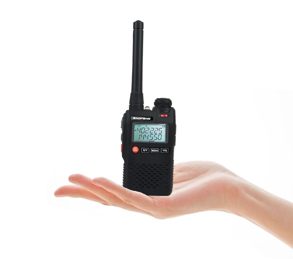 Baofeng walkie talkie UV-3R mini FM TWO WAY RADIO VOX dual band dual display with handsfree 2W 99ch