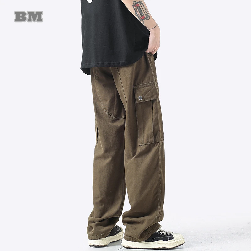 

Korean Fashion Hip Hop Retro Straight Cargo Pants Kpop Thin Couples Trousers Japanese Trendyol Loose Casual Pants Men Clothing