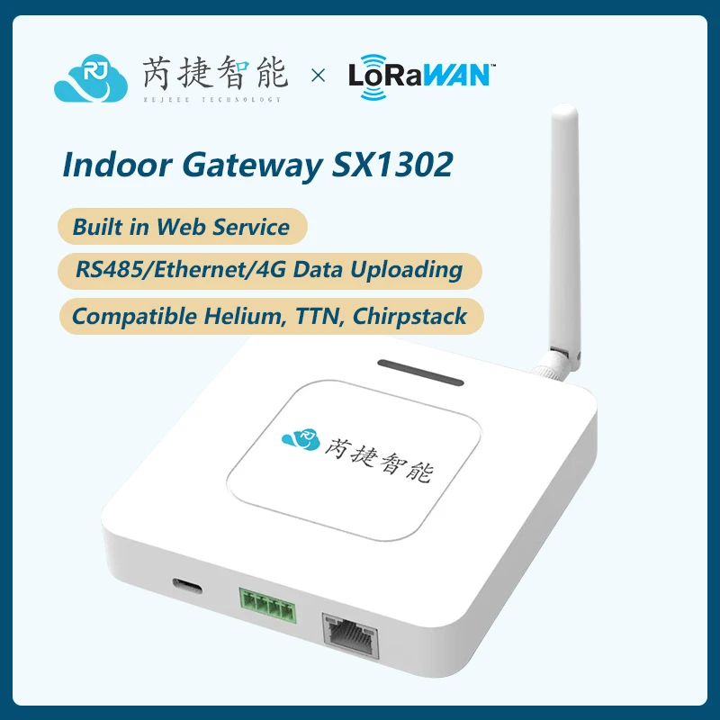 Modbus LoRaWAN SX1302 Indoor Gateway, Ethernet/RS485 Data Uploading, Built in Web Service, TTN, Chirpstack Compatible