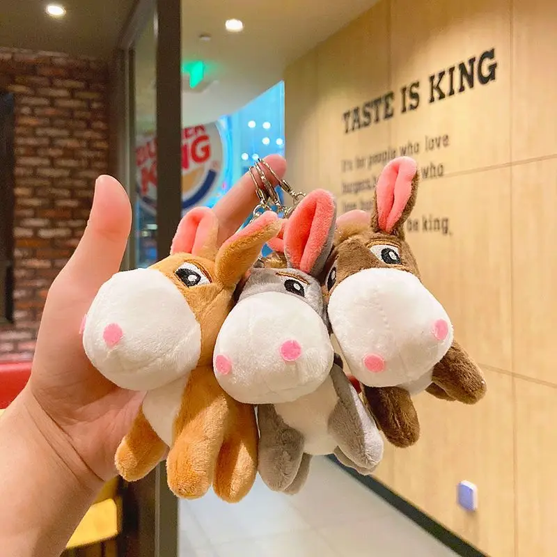 

12CM Donkey Pendant Keychain Toy Boys And Girls Plush Soft Keychain Doll Wedding Doll Toy Fashion Plush Keychains 2022 New