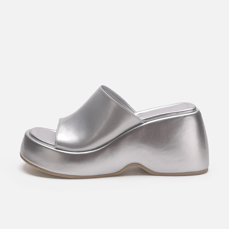 

Platform Sandals For Women Wedge Slingback Fashion Metallic Glitter Open Toe Slipper Shoes 2023 Spring Casual Slip On Sandals