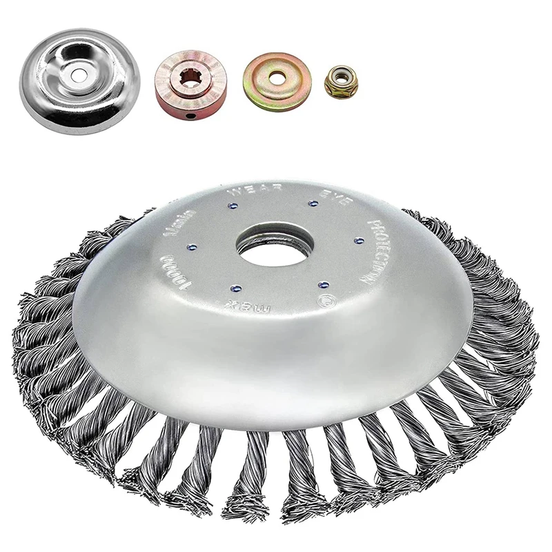 

8 inch (approx 20.3 cm) wire brush cutter steel wire wheel, suitable for weeder with 4 adapters