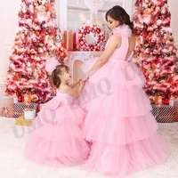 vintage pink tiered toddler big bow flower girl dresses floor length birthday costumes wedding photography gown customised
