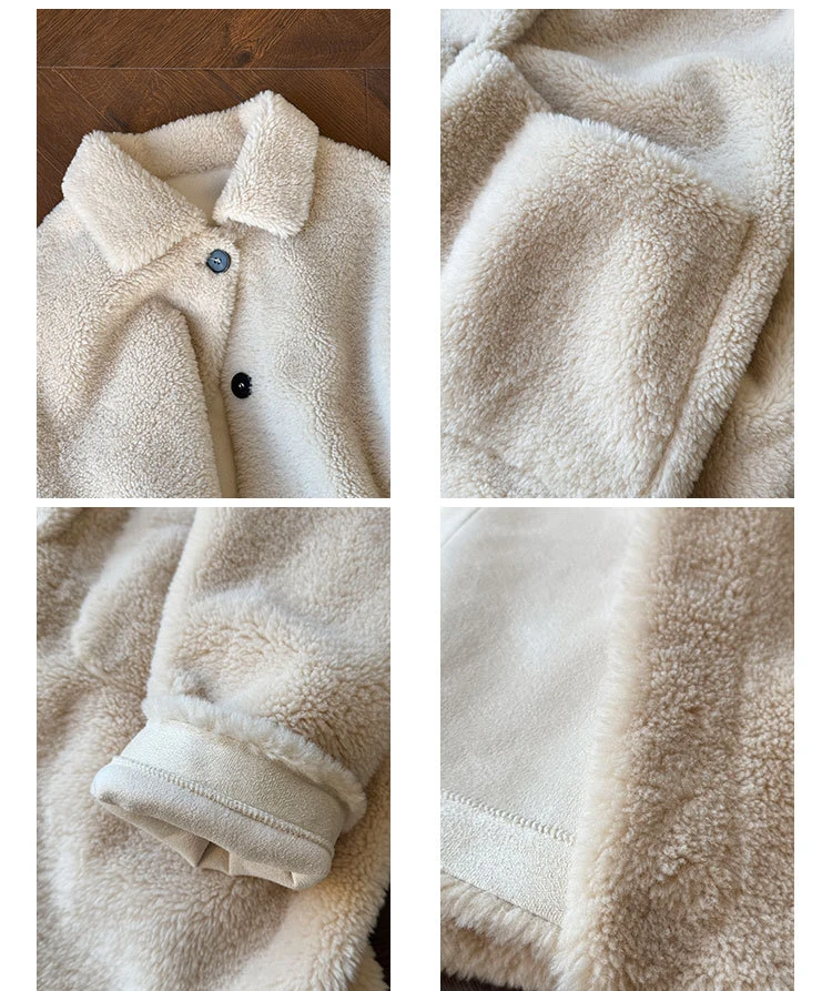 Новинка 2024 женское теплое меховое пальто плотное длинное из овечьей шерсти с