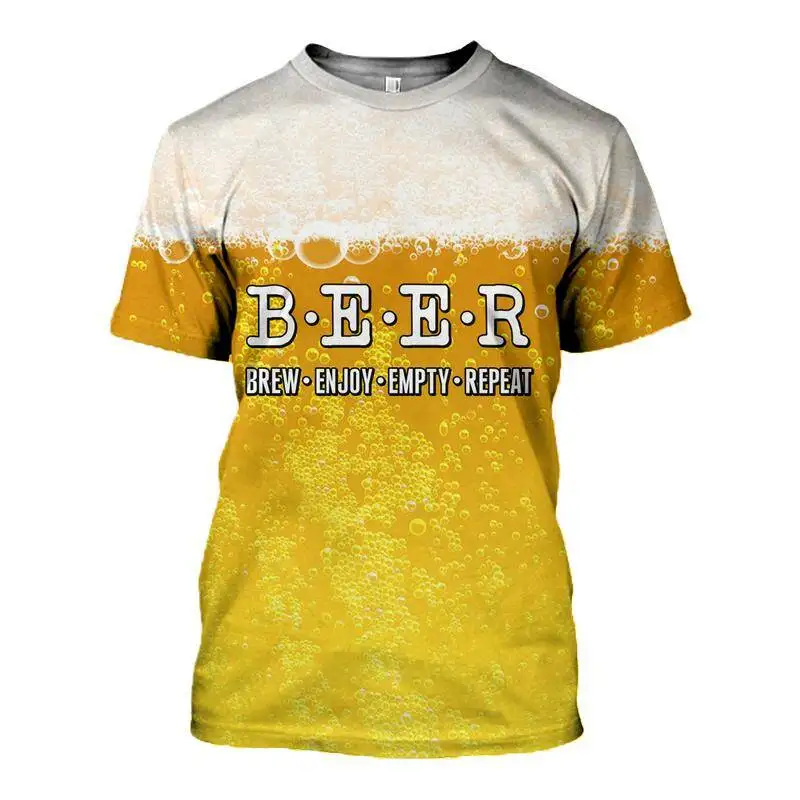 

New Men's T-shirt Honey Beer Printing 3D Printed Funny Novelty Tee O-neck Short Sleeve Top Summer Fashion Street Outfit Clothing