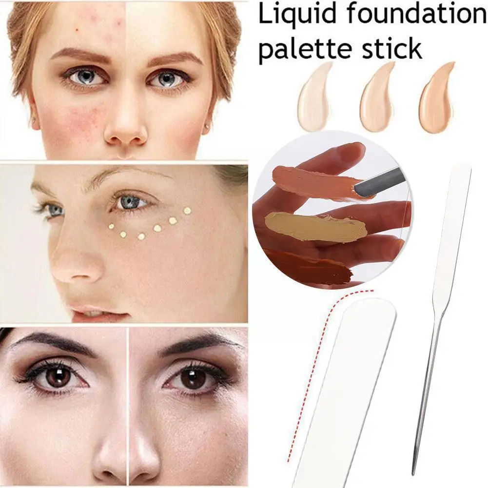 

Палочка для смешивания цветов из нержавеющей стали с двумя головками, трость для макияжа, тонер для ржавчины, полиуретановая сумка со стабильной стойкой, прочная, G1J3