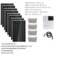 solar panel kit complete 5000w 220v 110v hybrid inverter mppt ground mount battery off grid system 4hp air conditioning freezer