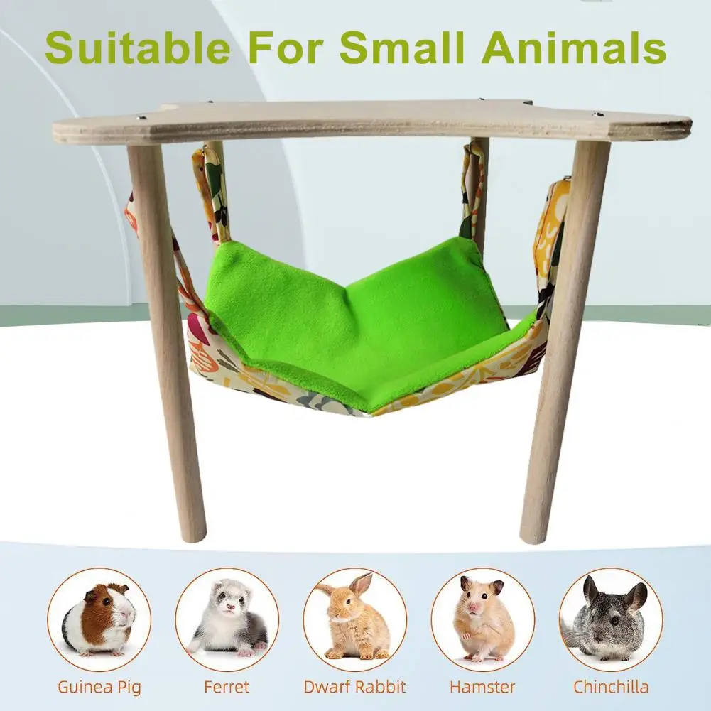 

Durable Pet Hammock Durable Wooden Stand Small Pet Hammock Soft Comfort for Birds Guinea Pigs More Small Animal Play Toy