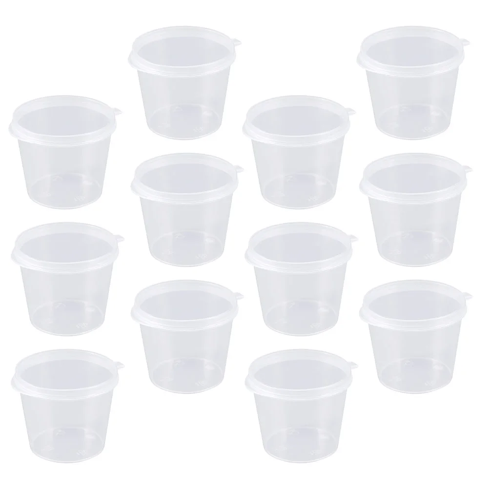 

100 шт. круглых пластиковых контейнеров, крышки, чашки для Гастрономического приготовления или соуса